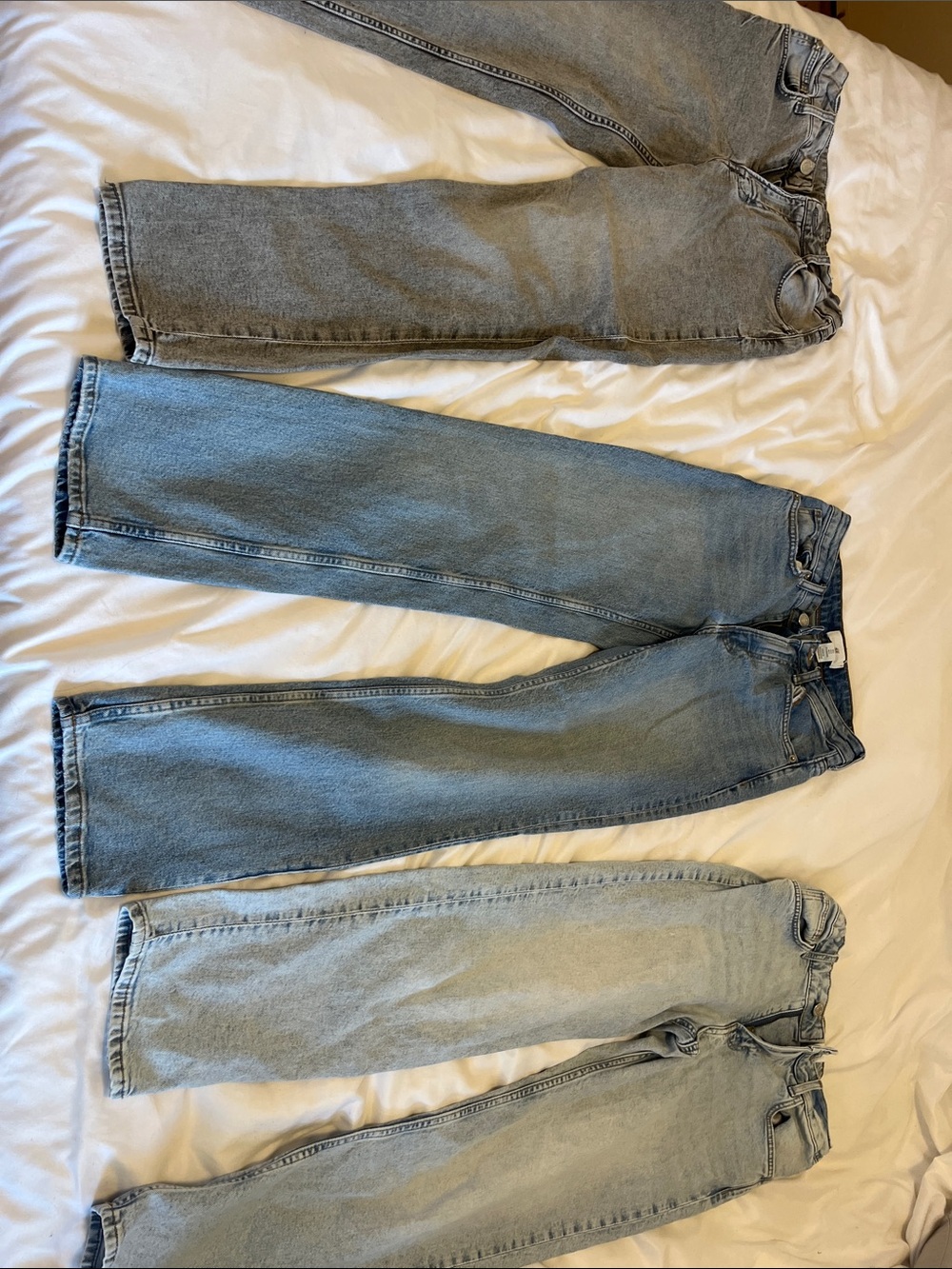 H&M Kids Straight Jeans - Light Blue, Medium Blue, Gray Washes